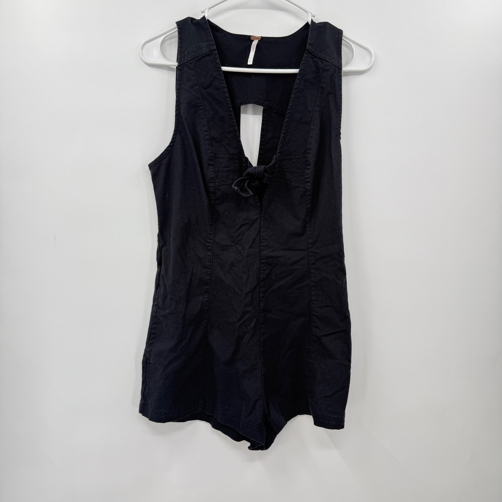 Free People Black Sleeveless V-Neck Romper